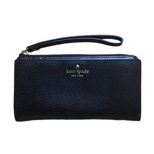 Kate Spade Black Leather Grand Street Layton Wallet Wristlet
